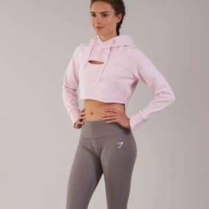Gymshark Cropped Hoodie (S) in Baby Pink